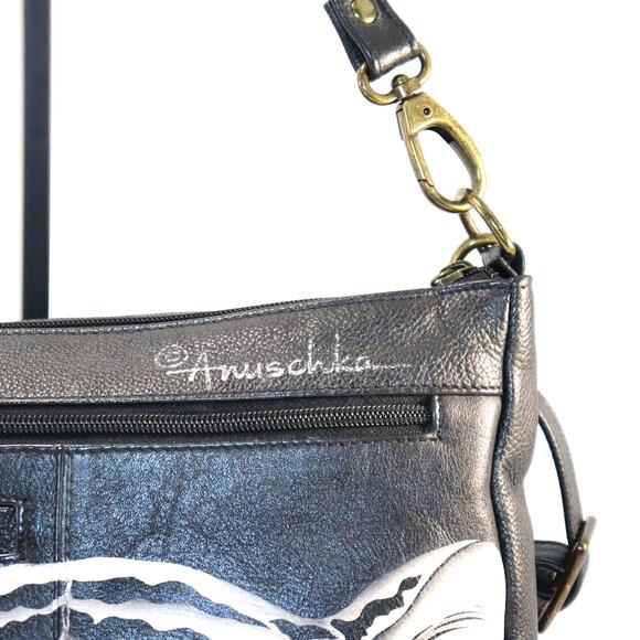 Anuschka Hand-Painted Leather Crossbody Bag – White Tiger Art - Picture 3 of 7